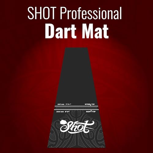 Heavy Duty Dart Mat - Non-Curling Shock-Absorbing Rubber with Throw Lines, 9.9ft x 2ft