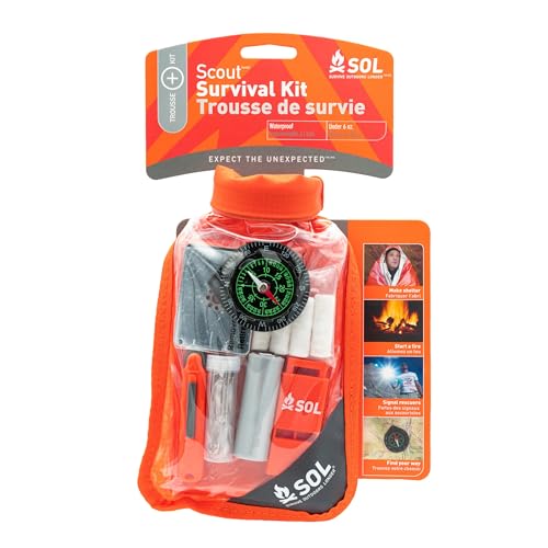 SOL Waterproof Emergency Survival Kit with Fire Starter, Blanket & Tools