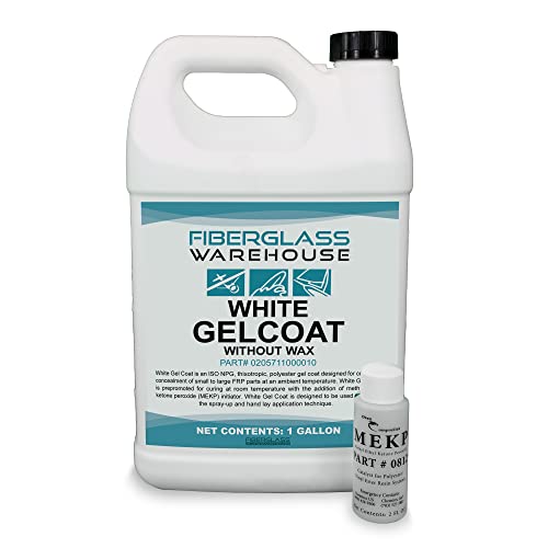 Fiberglass Warehouse White Gel Coat - 1 Gallon, No Wax, Easy Application with Catalyst