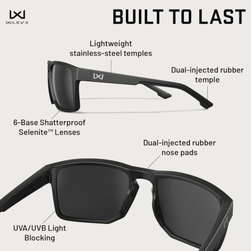 Safety Sunglasses for Men - Wiley X WX Founder Matte Black & Tan with Captivate Tungsten Mirror Lenses