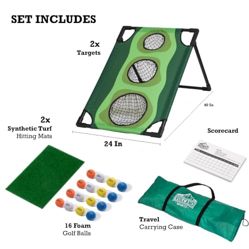 VULCANO SPORTS Classic Golf Cornhole Game Set – Indoor & Outdoor Golf Gift for Men