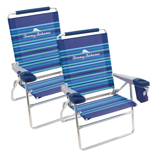 Tommy Bahama 15-Inch Hi-Boy Beach Chair 2-Pack Stripe, Extra Tall, Reclining