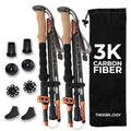 Trekology Trek-Z Prima 3K Carbon Fiber Hiking Poles Pair - Ember Orange, 100-120cm