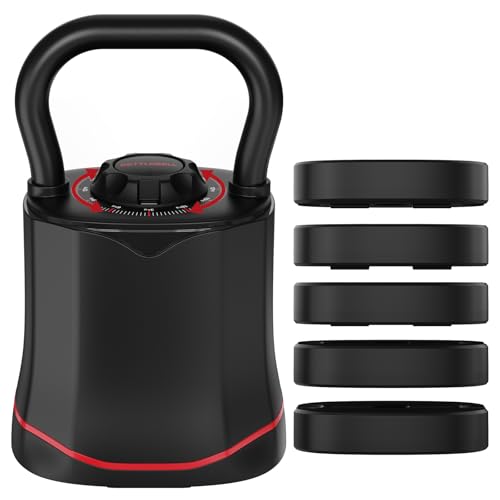 HXD-ERGO Black 6.5-40 lbs Adjustable Kettlebell 6-in-1 Space-Saving Workout Equipment