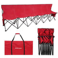 Portable Soccer Team Bench 6 Seats with Bag - Red, No Assembly, Foldable & Comfortable