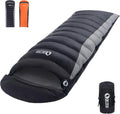 QEZER Grey Down Sleeping Bag for Adults, Lightweight Backpacking & Camping, 2.16 lbs