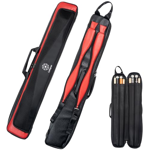 Collapsar Pool Cue Case Holds 4 Butts & Shafts Black with Red Durable Billiard Stick Case