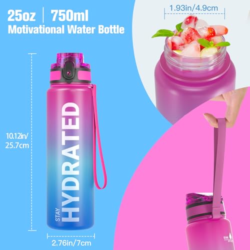 Sahara Sailor Water Bottle 25oz with Time Marker - Tritan Sports Container - Aurora Borealis / 750ml