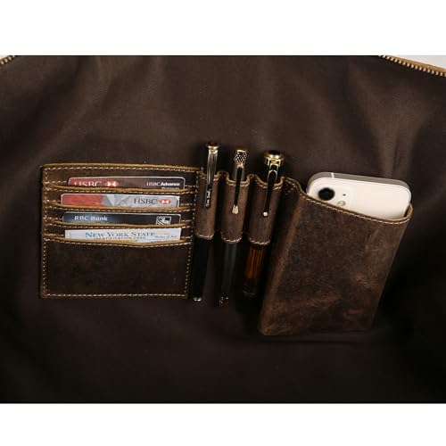 KomalC Buffalo Distressed Tan Leather Travel Duffle Bag - Cabin Carry-On for Men & Women