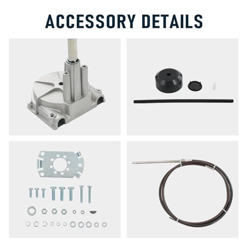 12ft Boat Steering Cable System with 13.5 Inch Rotary Steering Wheel - Variation 12T