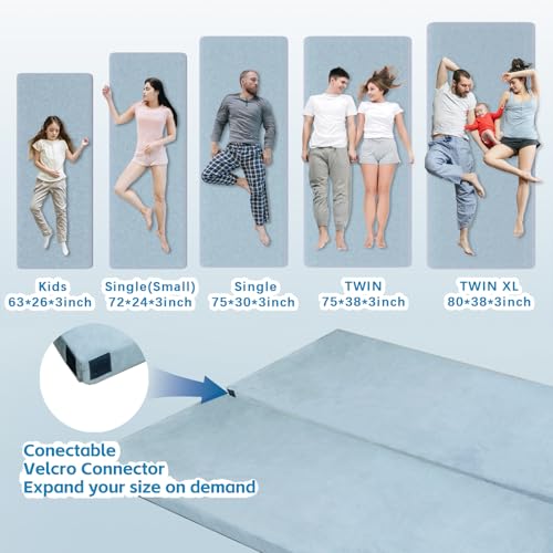 KingChii Blue 75x30x3 Inch Memory Foam Camping Mattress - Waterproof Travel Pad