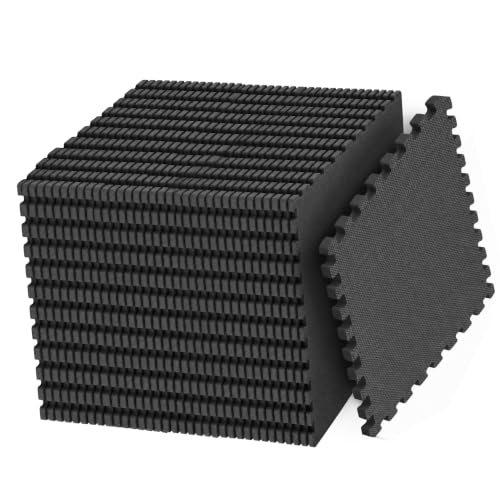 HulkFit Black Interlocking Exercise Mat Set, 36 Tiles, 144 sq ft, Foam Gym Flooring for Home & Garage Workouts