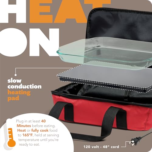 Red Portable Electric Food Warmer & Lunch Box - HOTLOGIC Max Large Food Heater