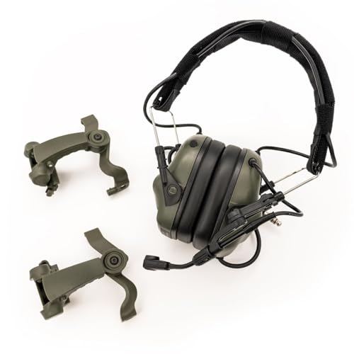 EARMOR M32X Tactical Helmet Headset with Mic ARC Rail Ear Muffs - Green
