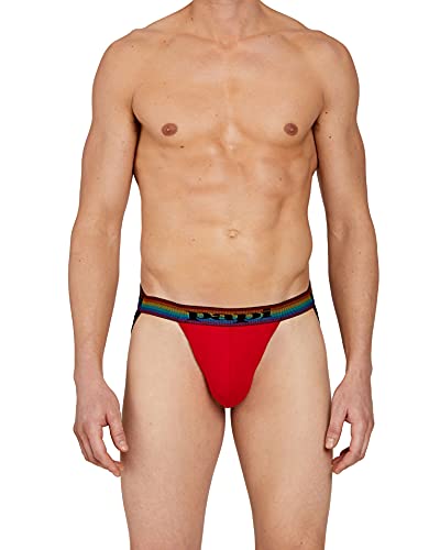 Men's 3-Pack Breathable Athletic Supporter Jockstrap Underwear - Large Lychee Blue Black