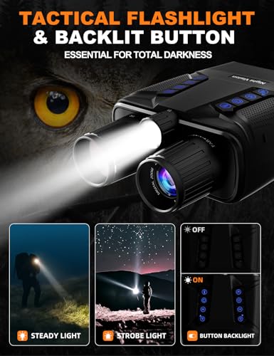 VISIOGEAR Dark Black Night Vision Goggles Eagle 4K Binoculars with 5000mAh Battery & 32GB Card