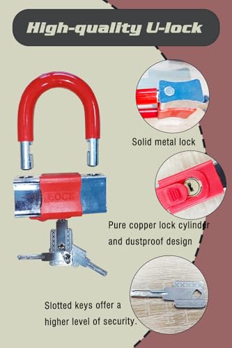 Heavy Duty Motorcycle Chain Lock 3ft 10mm Thick with U-Lock & Keys - Anti Theft Security