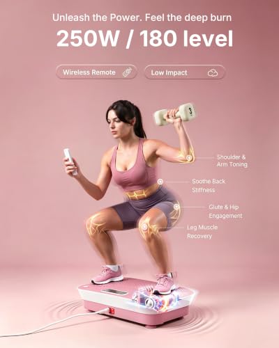 Pink Vibration Plate Exercise Machine for Full-Body Workout & Fat Loss