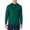 Men's Lightweight Quarter-Zip Running Top with Hood - Space Dye Green, Large