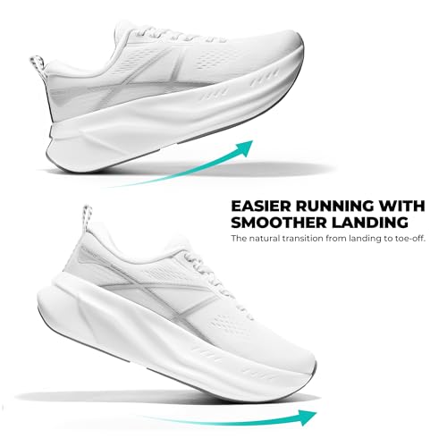 ALLSWIFIT Women's Road Running Shoes White 8 - Walking Sneakers for Fitness