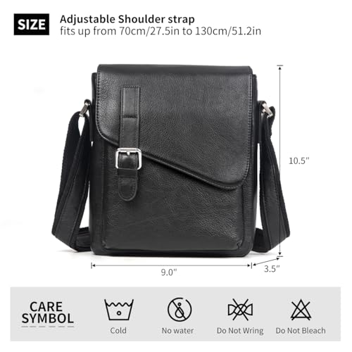 Augus Genuine Leather Messenger Bag for Men - Black1, Fits 11.5" Tablet