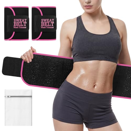Pink Waist Trainer for Women S - Sweat Waist Trimmer Belt & Stomach Wrap, Fitness & Weight Loss