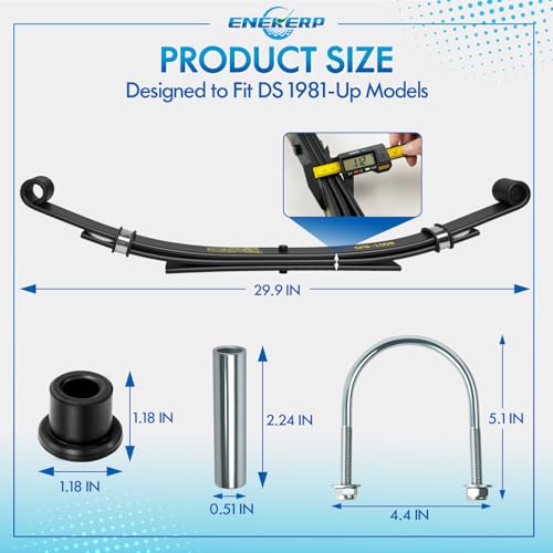 Golf Cart Rear Suspension Kit for Club Car DS 1981 and Up - Heavy-Duty 3-Leaf Springs