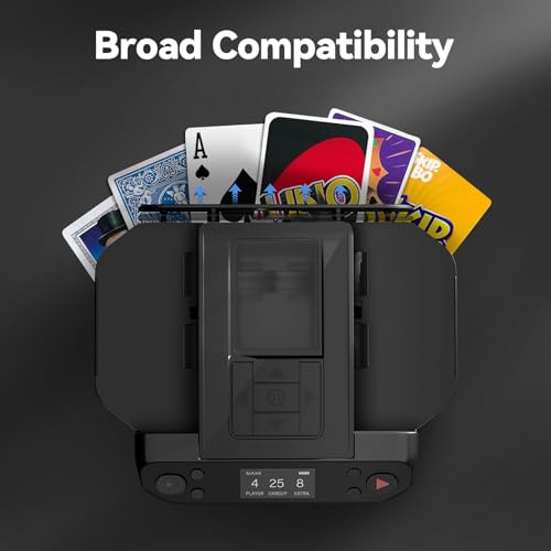 Black 2-in-1 Automatic Card Shuffler and Dealer Machine with 8 Remotes - MagicDealer