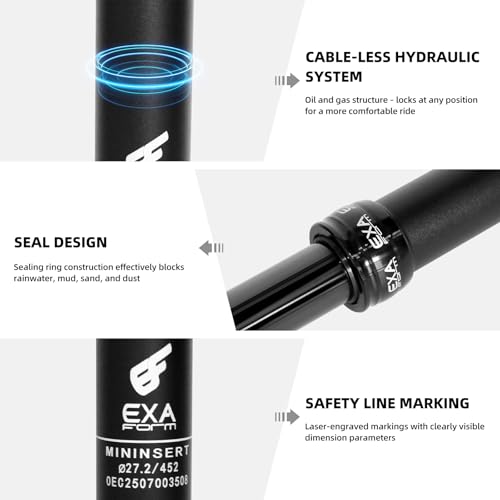 Soulvion Upgraded Cable-Less Hydraulic Dropper Seatpost 31.6mm x 100mm Travel for MTB/E-Bike/Road Bike