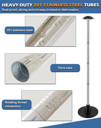 Adjustable 3-Piece Pontoon Boat Cover Support Poles System - Heavy-Duty Stainless Steel, 15-54 Inch