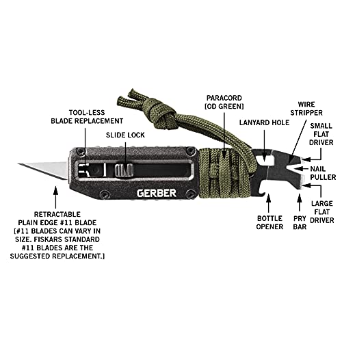Gerber Prybrid X EDC Multi-Tool & Paracord Green - Compact Pocket Knife with Bottle Opener