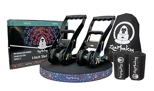 Slackline Kit 82ft with Dual Ratchet System, Tree Protectors & Carry Bag