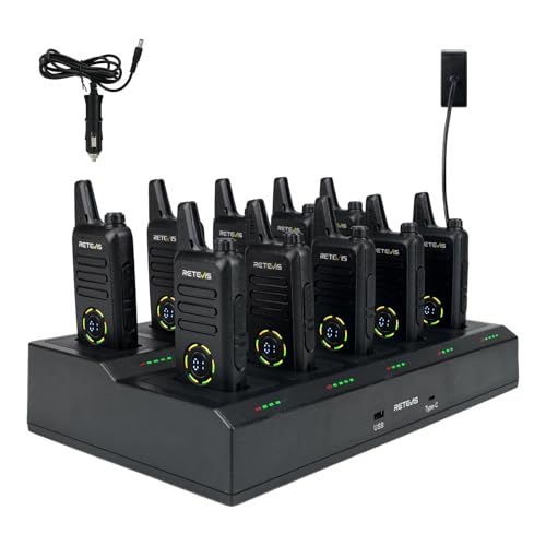 Retevis RT22S Walkie Talkies with 10-Way Charger - Portable 2-Way Radio Set for Adults