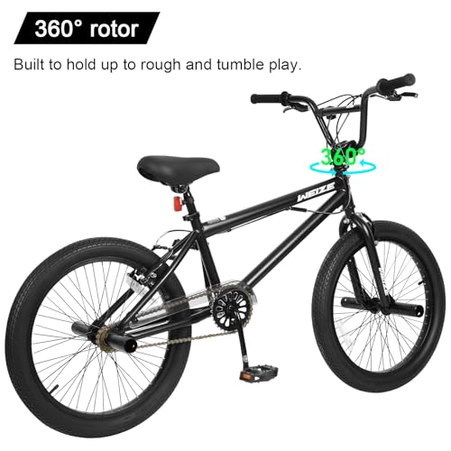 Black 20 Inch Freestyle BMX Bike for Tricks & Riding - WEIZE