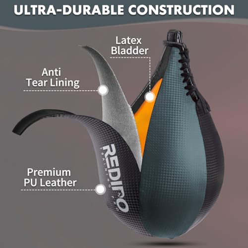 Grey Boxing Speed Bag - PU Leather Reflex Punching Ball for MMA & Training