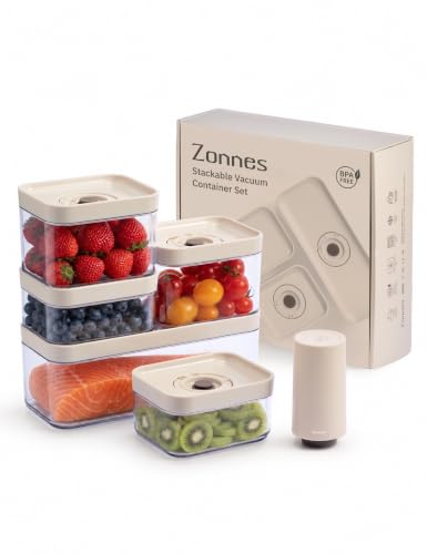 Vacuum Food Storage Containers Set with Handheld Sealer - 5 Pieces