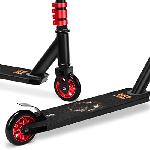 BOLDCUBE Black Fire Deluxe Stunt Scooter for Kids & Teens 8-12 with Marbled Grips