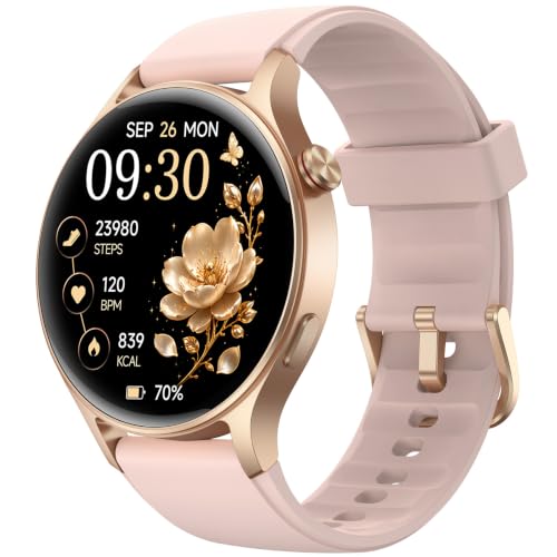 Rose Gold Fitpolo Smart Watch for Women 1.32” AMOLED Fitness Tracker