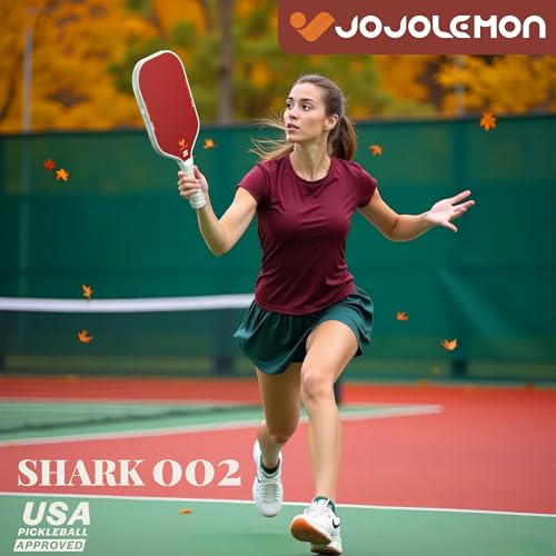 Pickleball Paddle - Carbon Fiber, 16mm Shark Power Core, Spin & Control - Red Variation