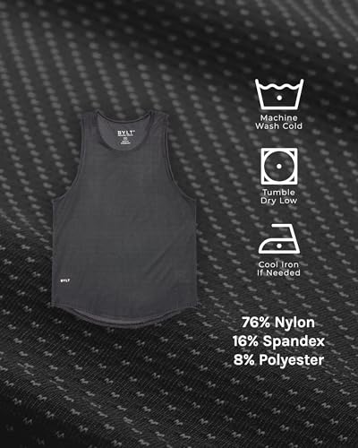 Men's Active Drop-Cut Tank Top - Medium Black, Lightweight, 4-Way Stretch