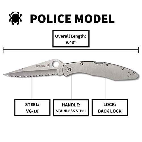 Spyderco Police Model Folding Pocket Knife Stainless Steel SpyderEdge