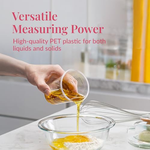 Disposable Measuring Cups Set - 50 Clear 8 oz Plastic Mixing Cups for Baking & Crafts