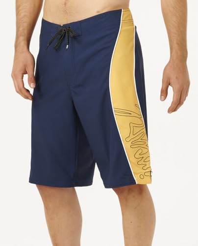 Rip Curl Men's Mirage Panel Beater 22" Boardshorts Navy/Yellow - Eco-Friendly Quick Dry Swimwear