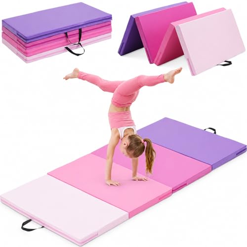 Oneofics Pink Gradient Kids Gymnastics Tumbling Mat 3x6FT 2-Inch Folding Exercise