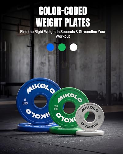 Mikolo White 17.5LB Weight Plates Set 1.25LB-10LB Bumper Plates for CrossFit