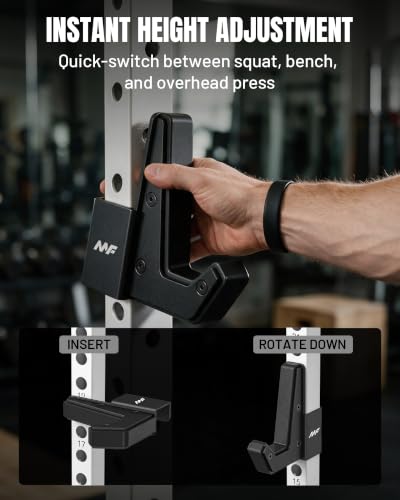 Mikolo Heavy Duty J Hooks for 2x2 Power Rack – Steel Barbell Holders for Home Gym