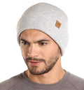 Tough Headwear Merino Wool Beanie - Light Gray One Size Winter Hat for Women & Men