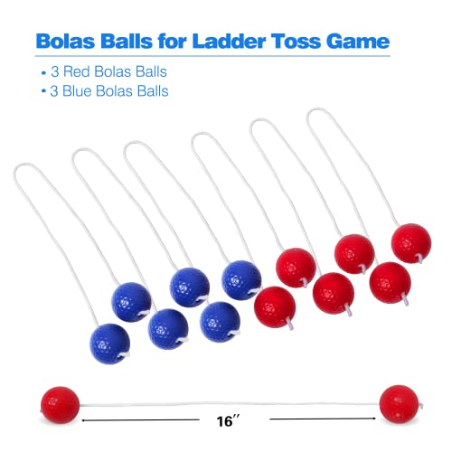 GSE Ladder Ball Toss Game Set with 6 Golf Bolas & Carrying Case - Wood Game Set