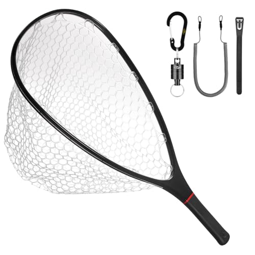 SF Carbon Fiber Fly Fishing Landing Net - Medium, Soft Rubber Mesh Catch & Release