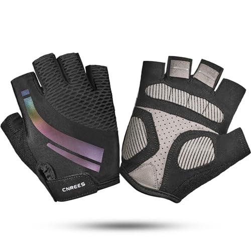 Kids Cycling Gloves for Boys and Girls, Half-Finger Padded Glove, Black, Large
